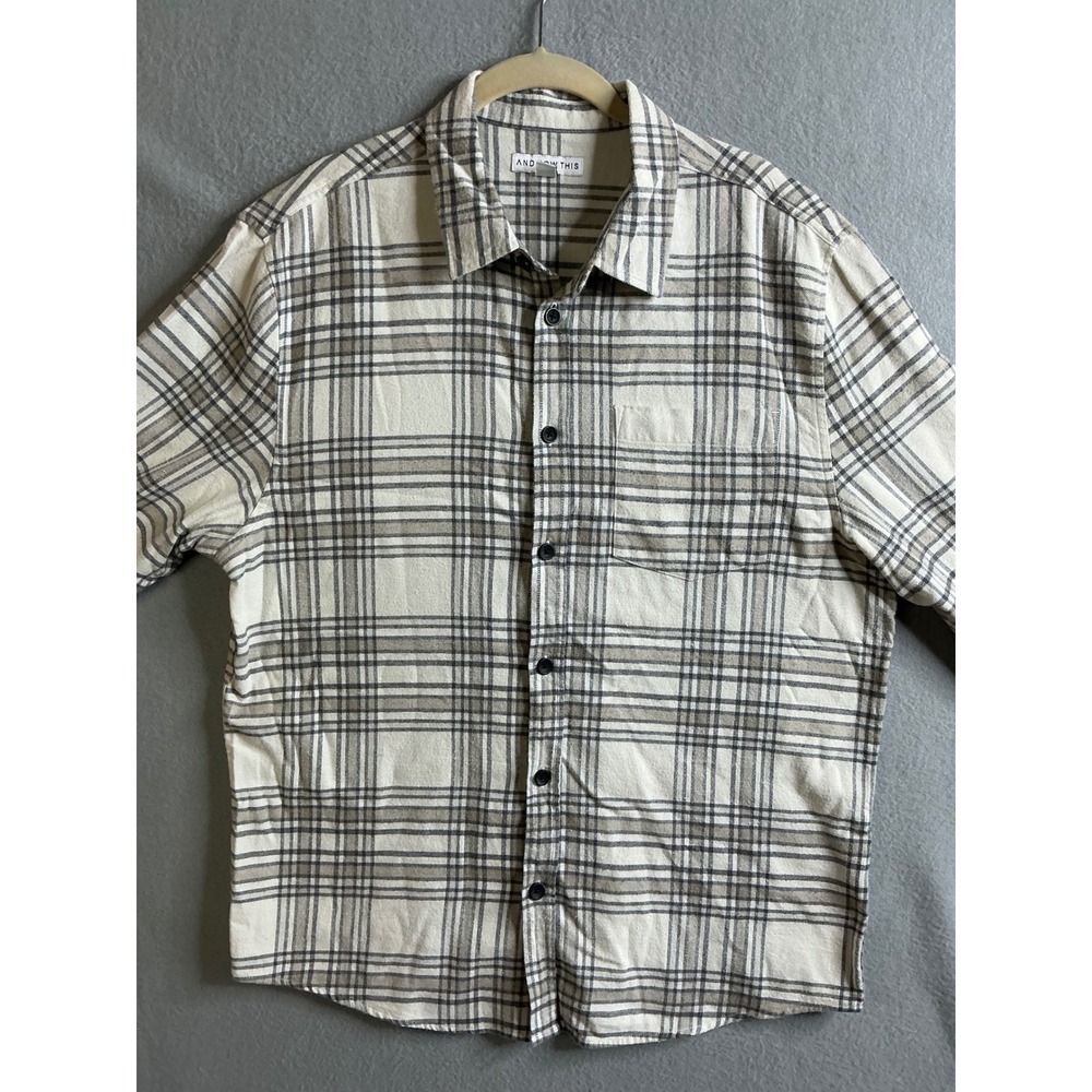 And Now This Button Up Men's Large Plaid Flannel Shirt Long‎ Sleeve